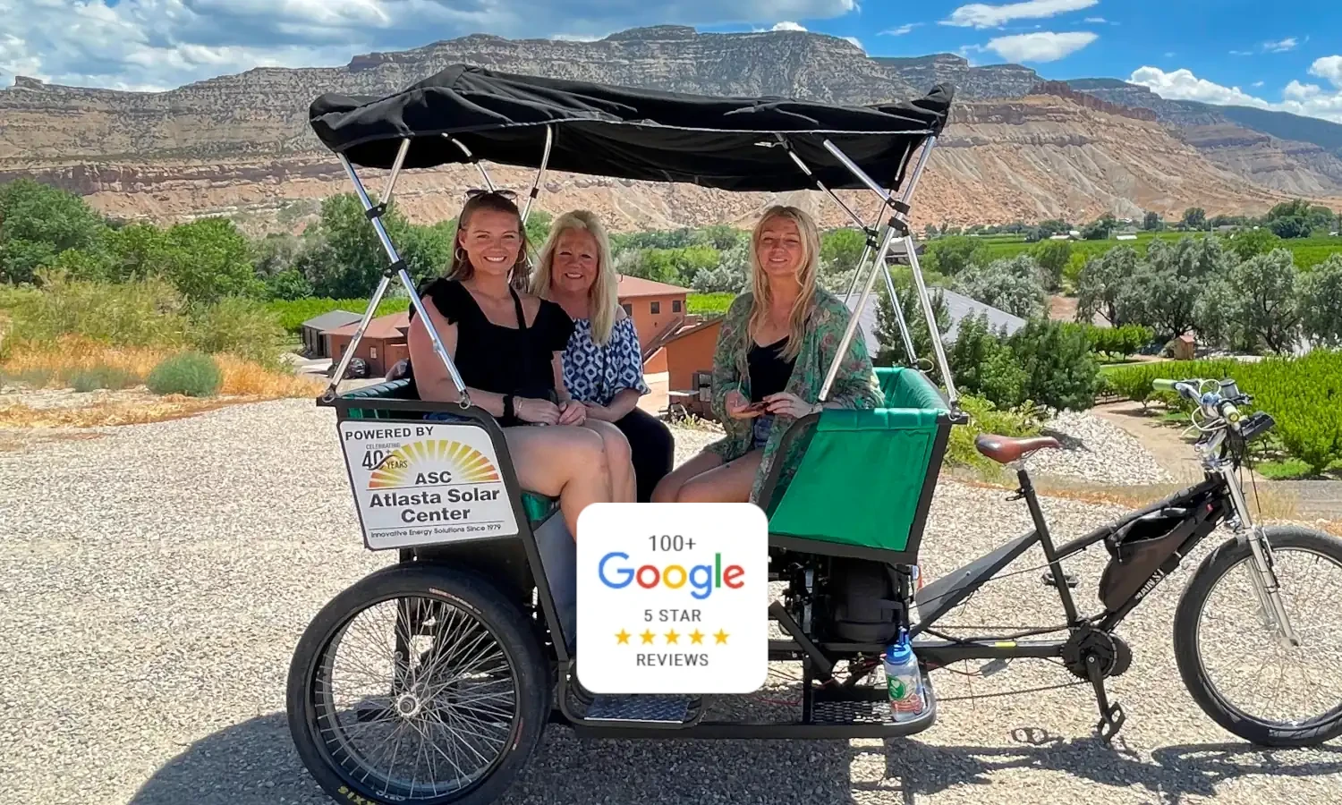 Friends on a Palisade Wine Tour with Palisade Pedicab